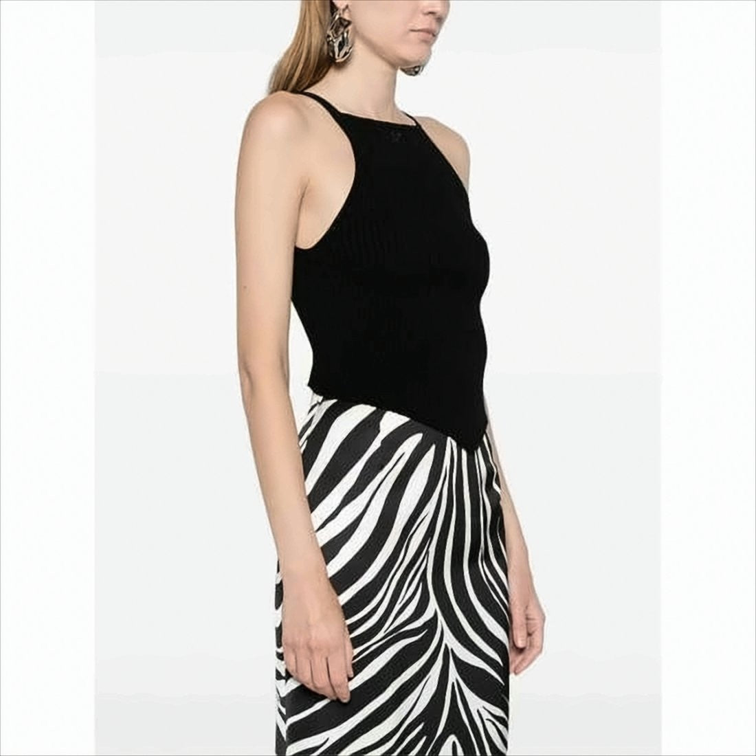 Ribbed Sleeveless Bodysuit with High Neckline