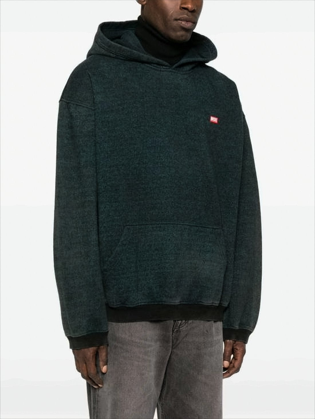 Relaxed-Fit Black Hoodie with Textured Fabric