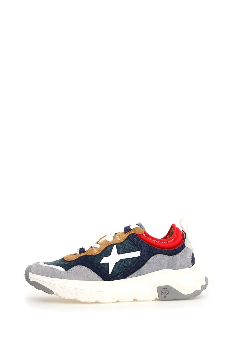 Two-Tone Rubber Sole Sneakers With Serrated Design