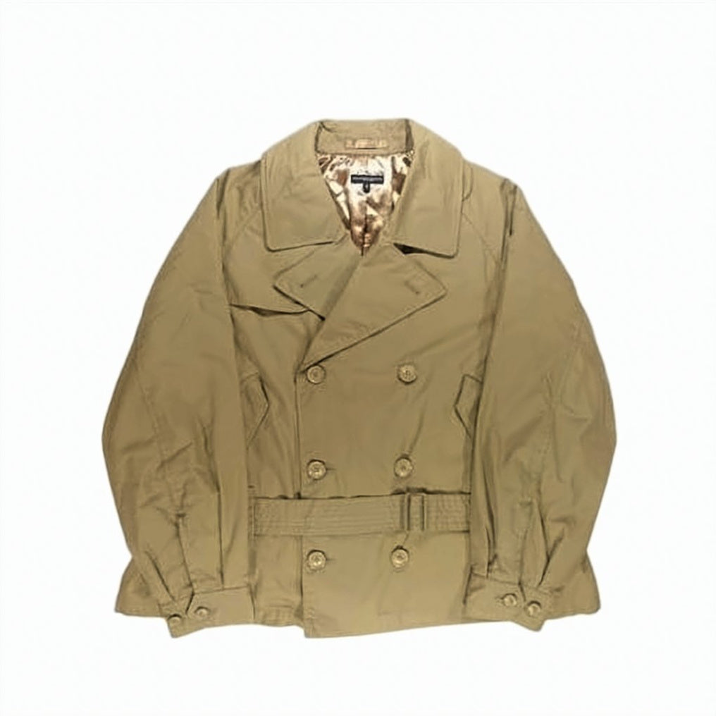 Double-Breasted Coat With Belted Waist And Soft Interior