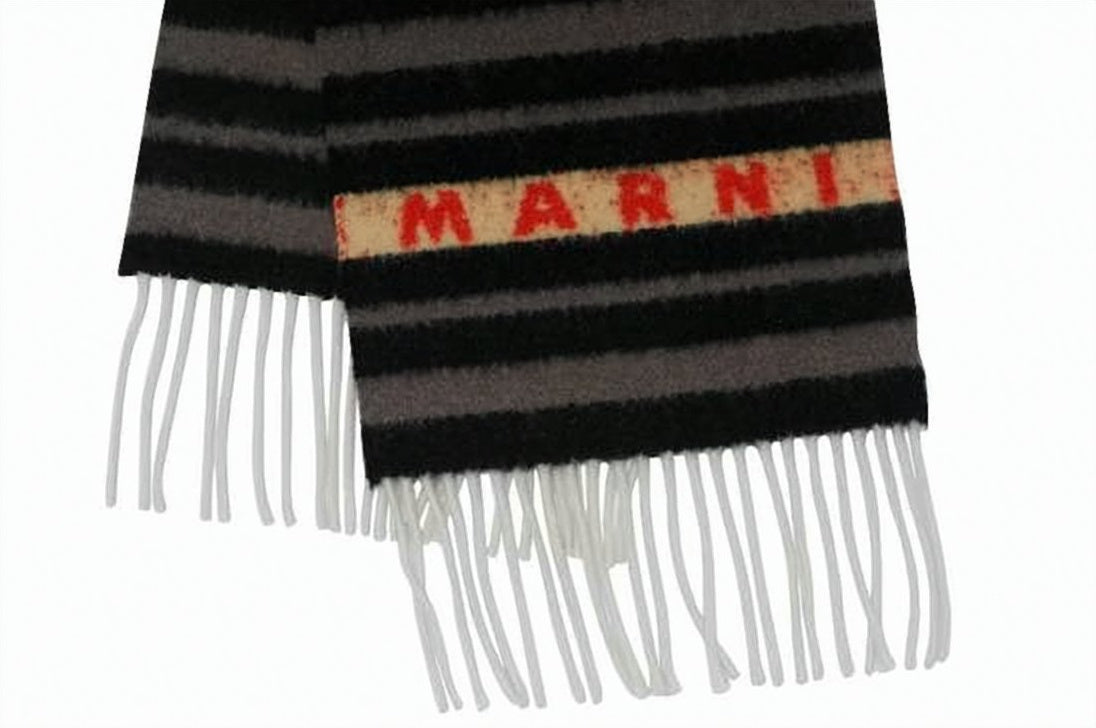 Textured Alpaca and Wool Scarf with Contrasting Lettering