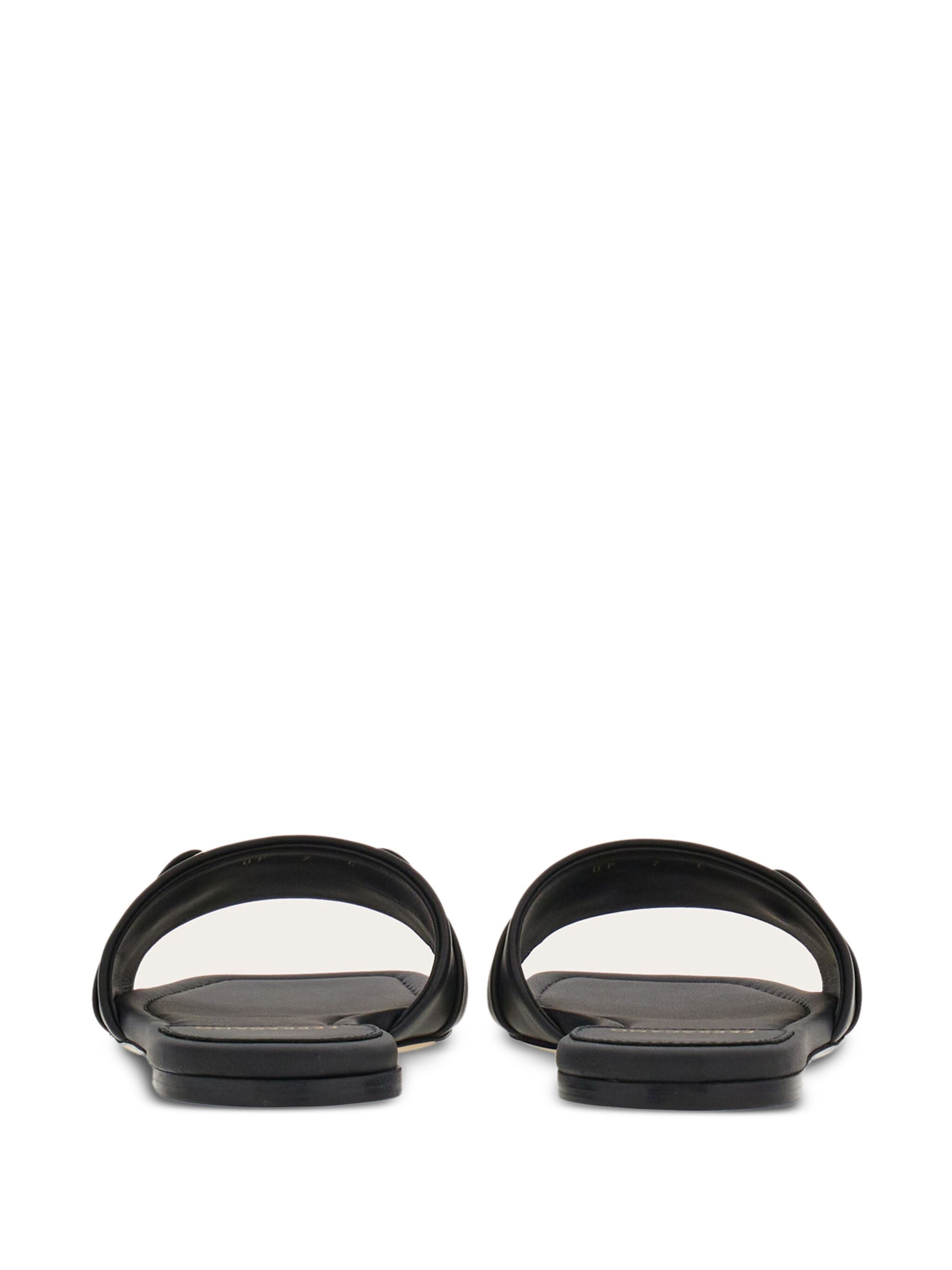 Black Leah Gancini Ornament Leather Sandals