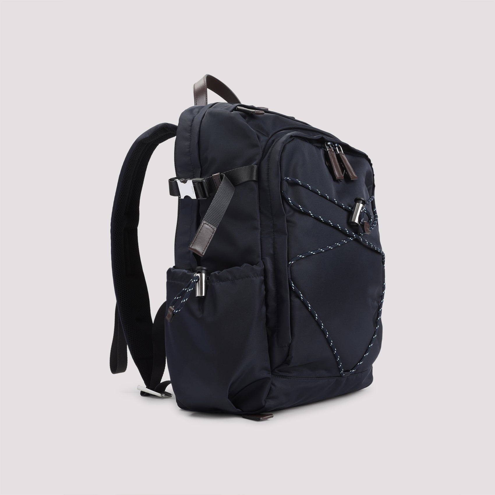 Spacious Black Polyamide Backpack with Bungee Cord Detail