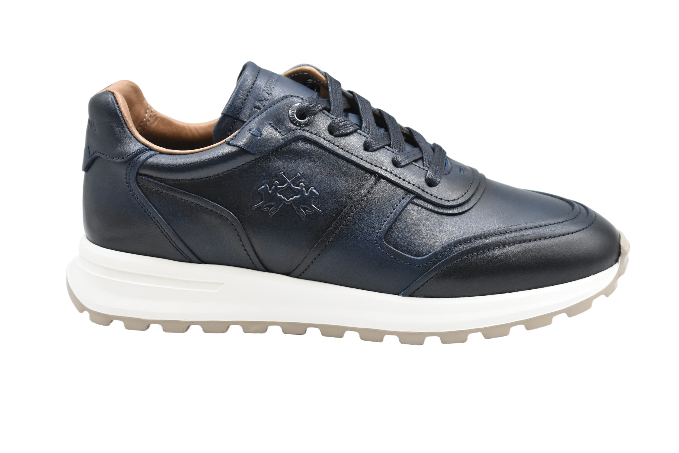 Niebieskie niskie sneakersy z wyściełanym kołnierzem