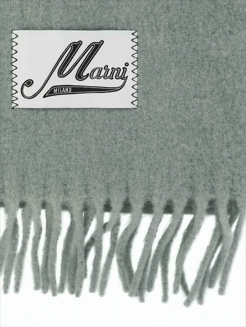 Textured Grey Alpaca-Blend Scarf with Fringed Edges