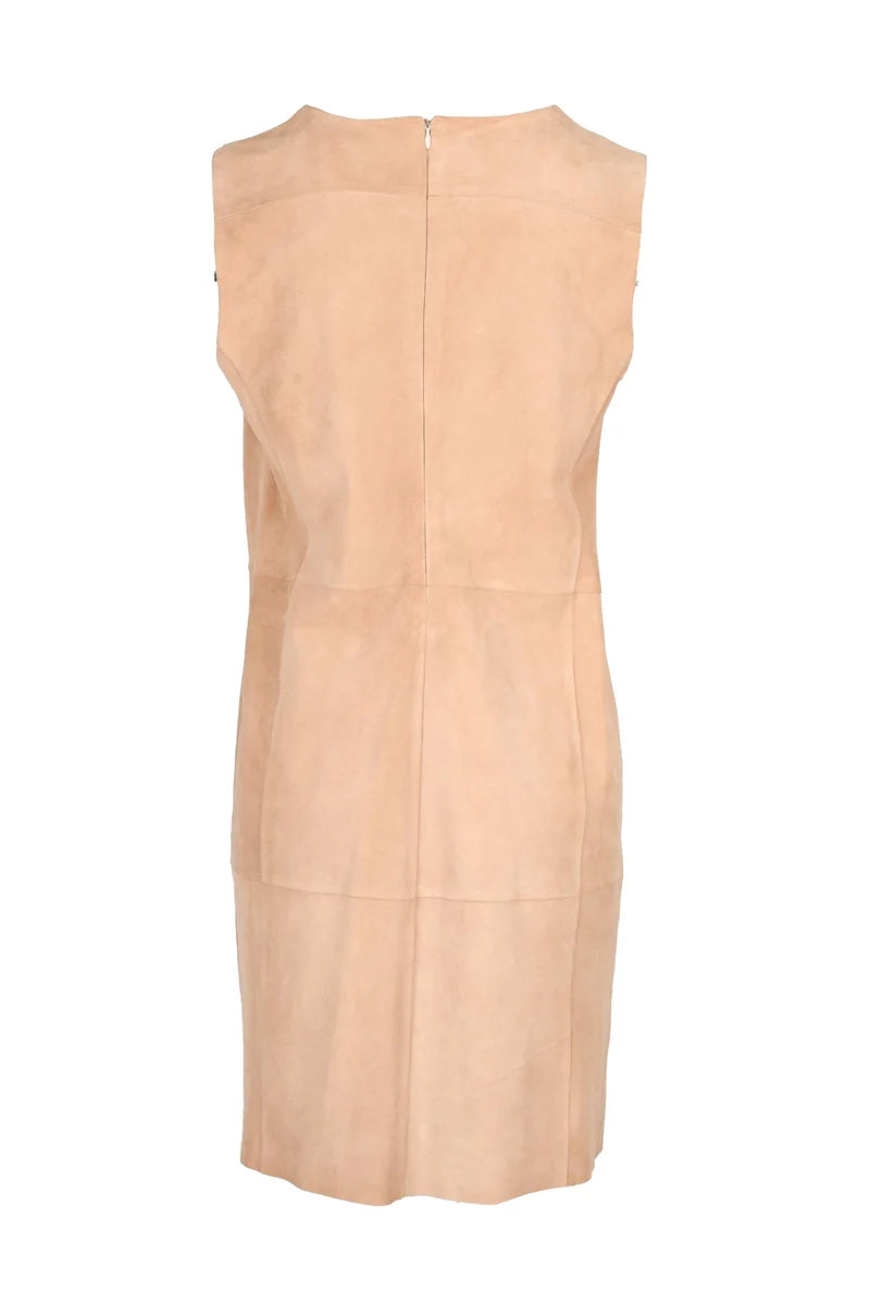 Suede Leather Dress - Beige