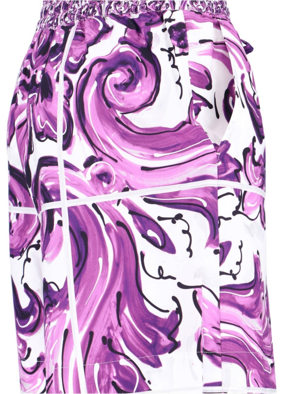 Baroque-Print Relaxed Short With Adjustable Waistband