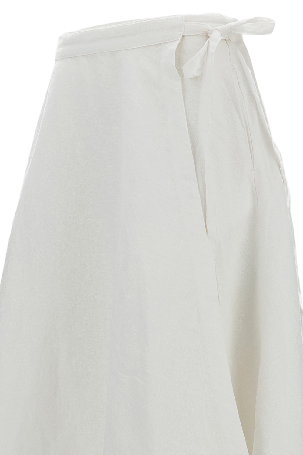Wrap-Style Long Linen Skirt with A-Line Silhouette