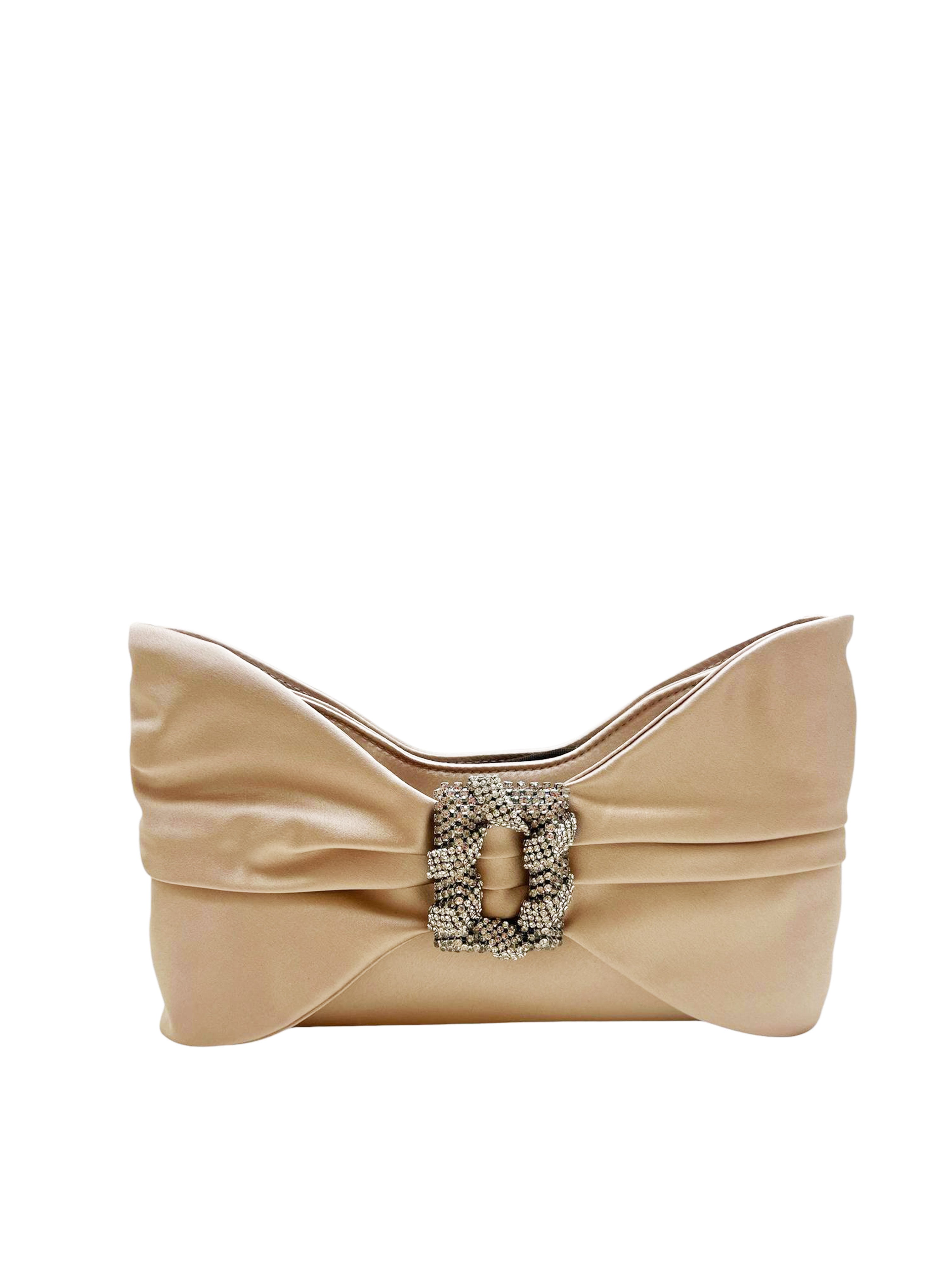 Cecilia Gold Satin Clutch