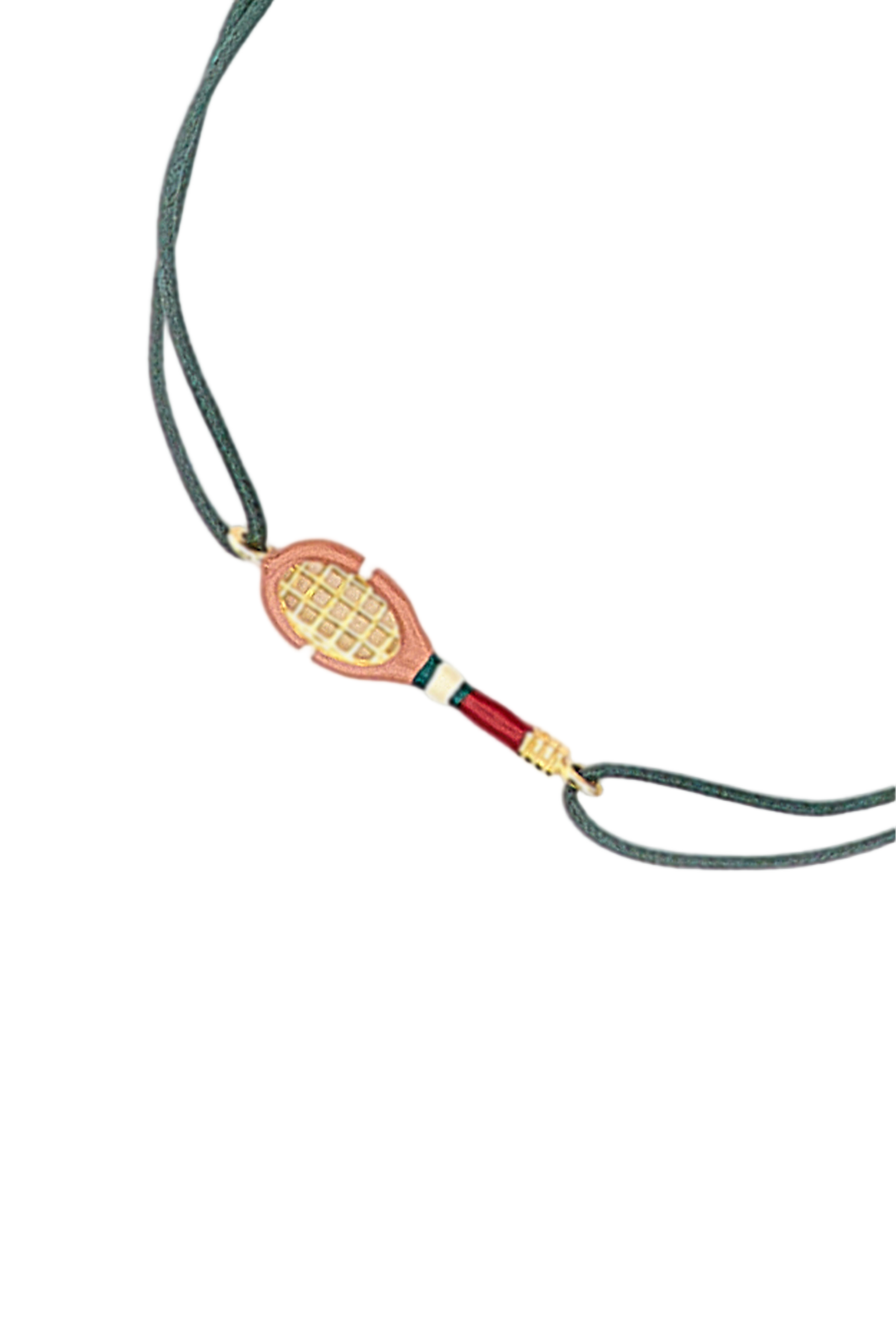 Green Tennis Cord Charm Bracelet