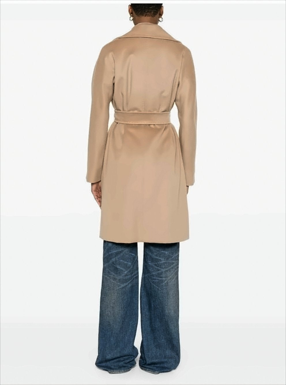 Robe Silhouette Long Coat In Pure Wool Drap