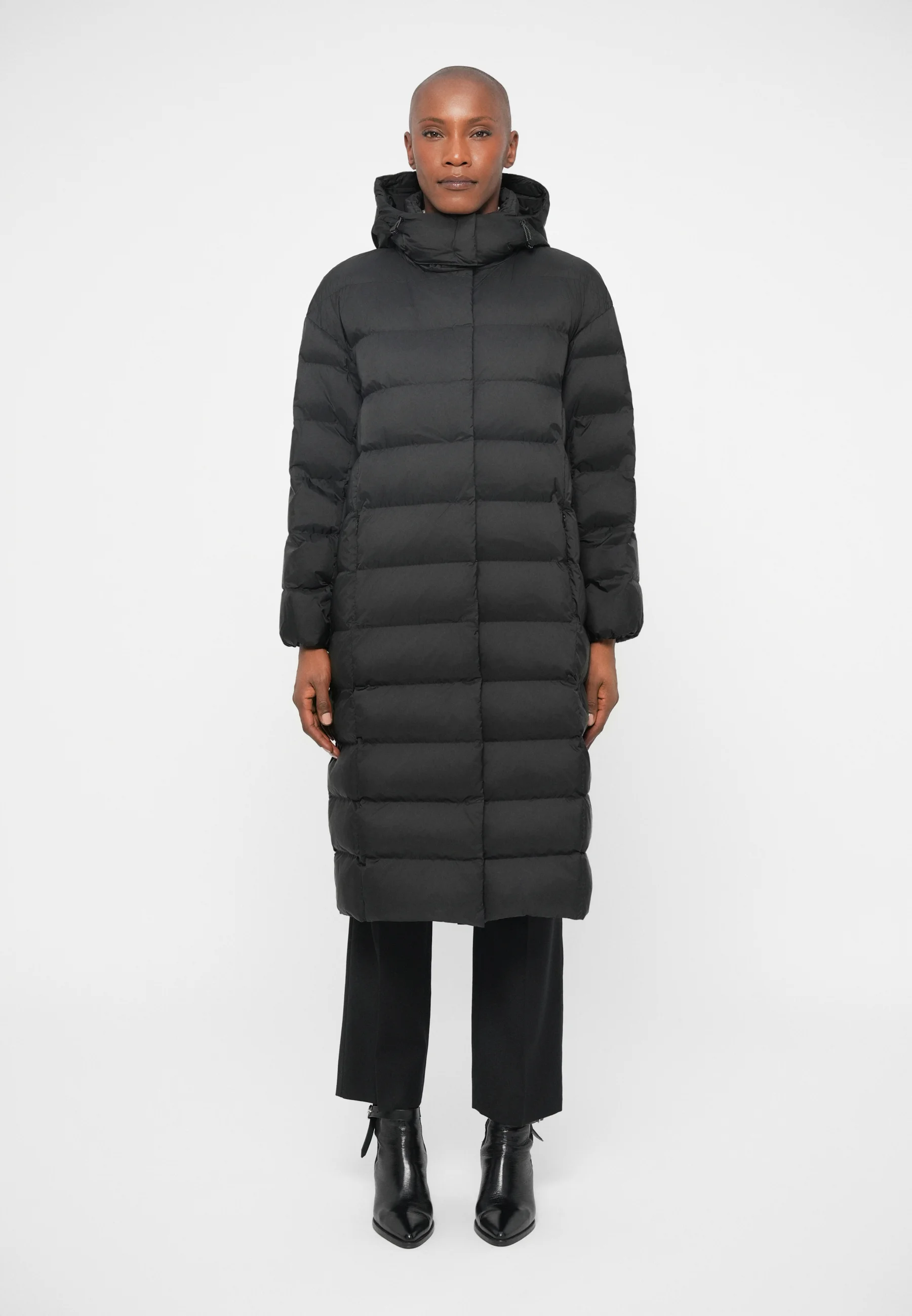 Quilted Down Coat With High Collar