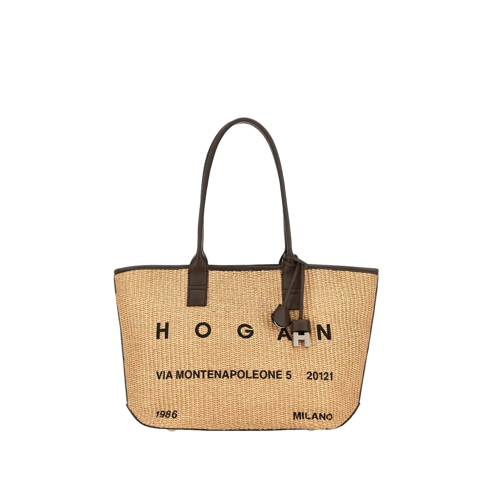 Beige Address Shopping Piccola Raffia Shopping Bag
