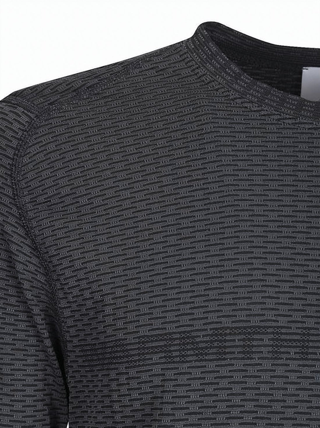 Black Long-Sleeve Fitted Textured Training Top