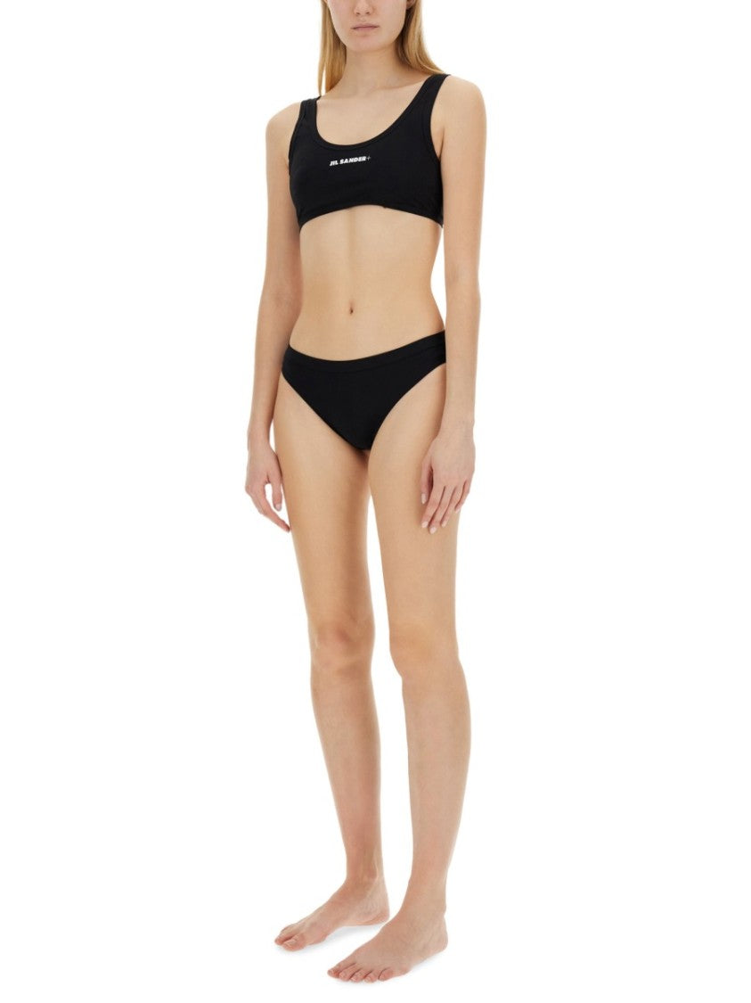 One-Piece Black Bikini Top With Rounded Neckline