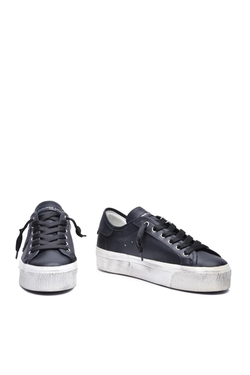 Low-Top Black Leather Sneakers