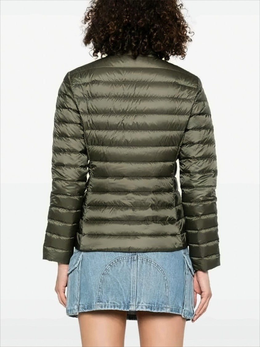 Quilted Down Jacket With Fitted Silhouette And High Collar