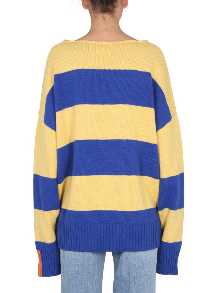 Oversized Knit Sweater With Striking Blue