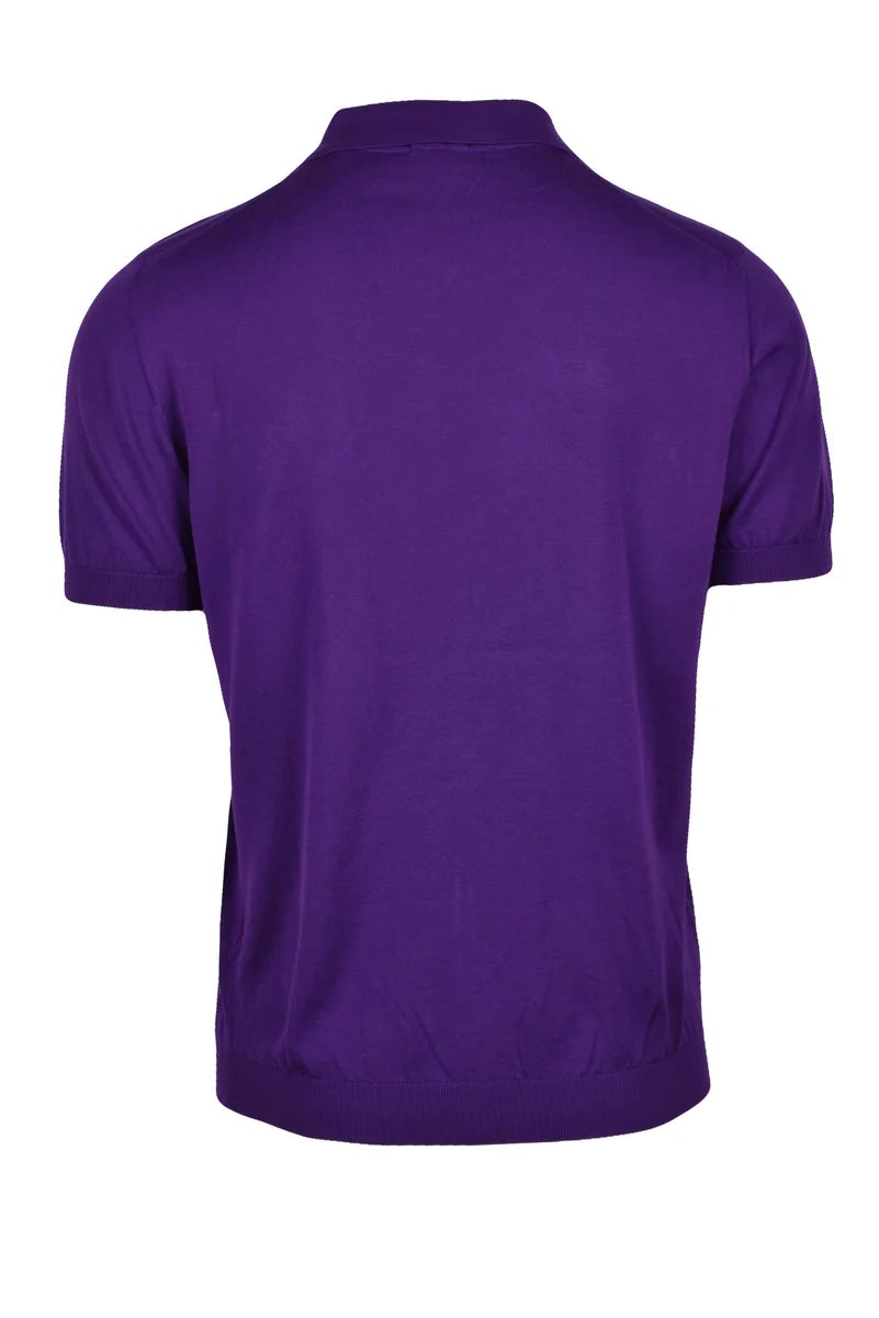 Purple Knitted Polo with Classic Collar