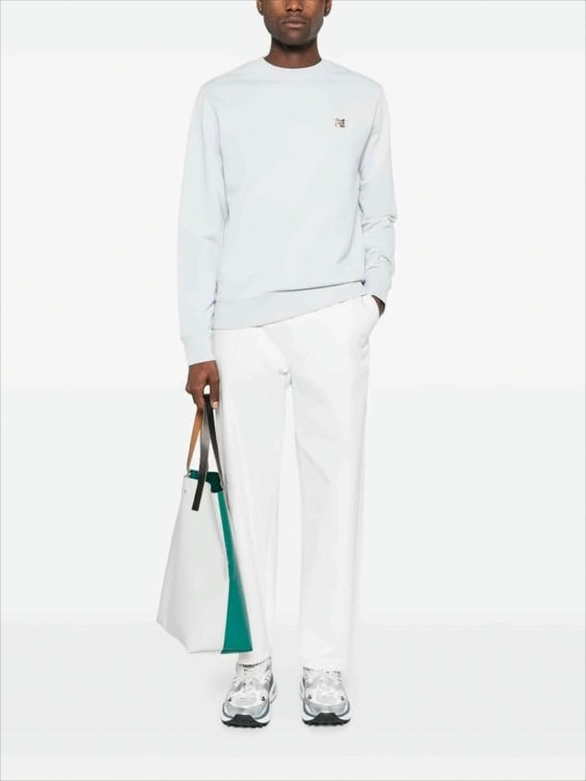 Light Grey Crewneck Sweatshirt with Embroidered Fox Logo