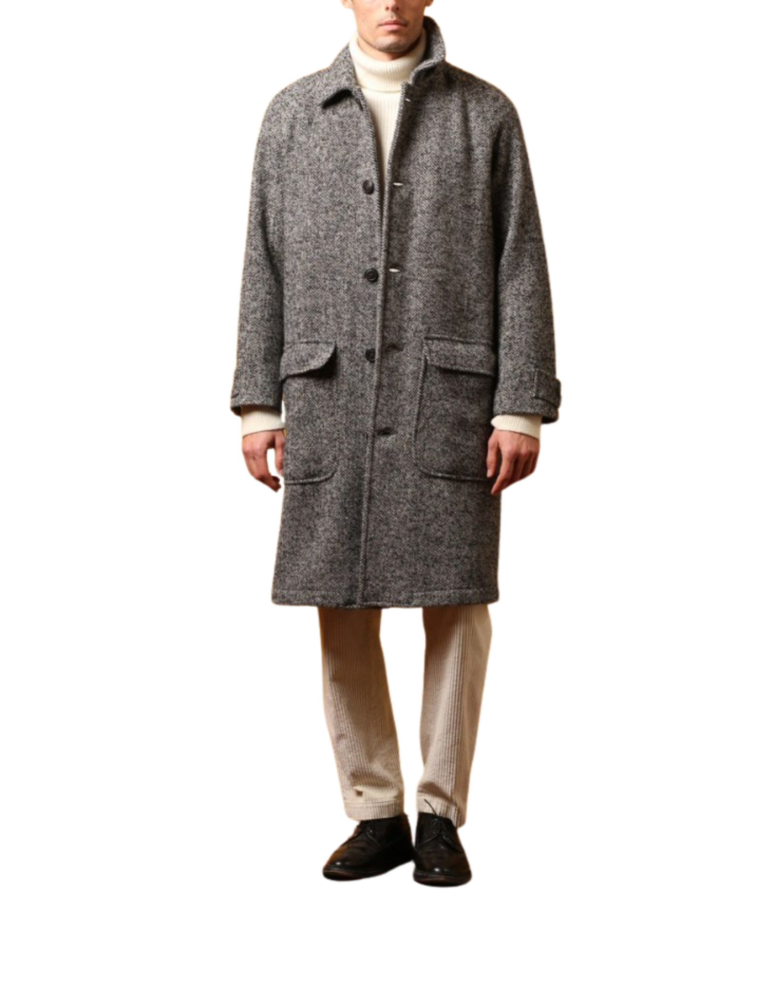 Textured Shetland Herringbone Single-Breasted Sport Coat