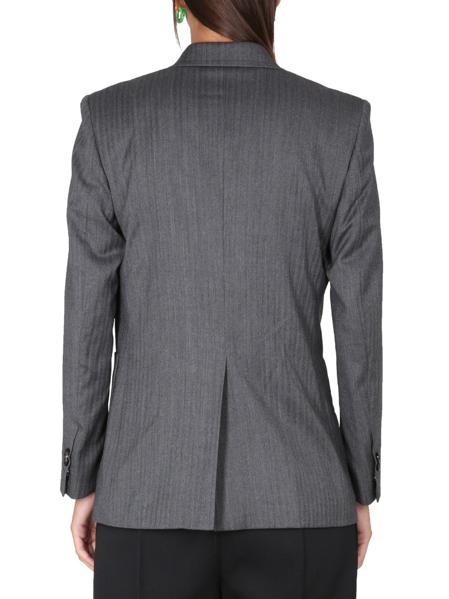 Textured Chevron Pattern Wool Jacket