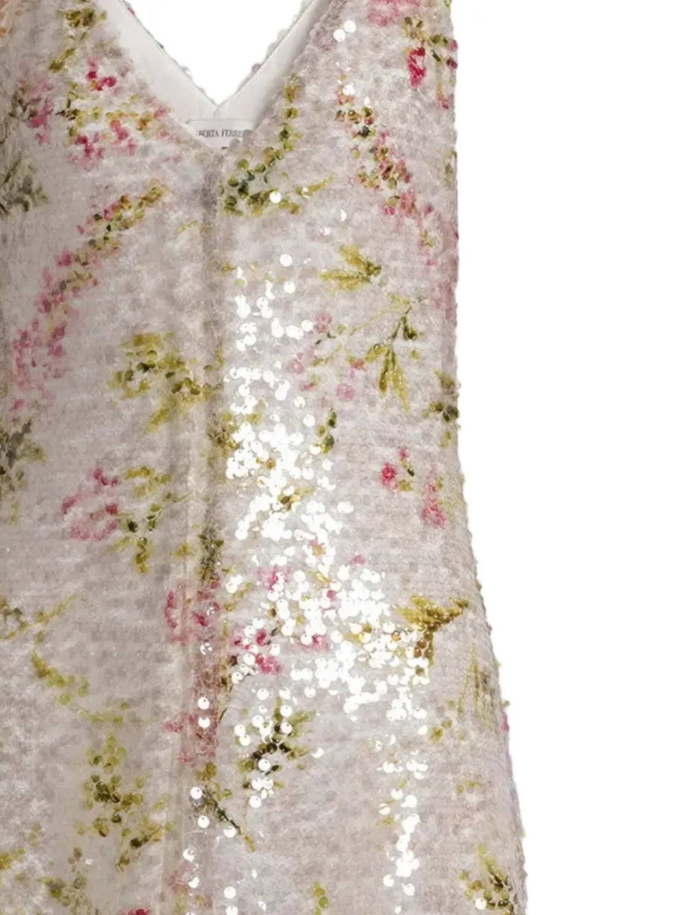 V-neck Midi Dress with Sequined Floral Design