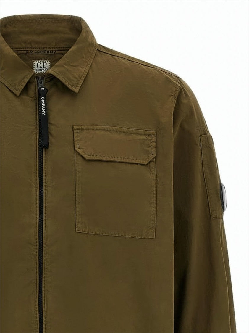 Casual Brown Cotton Jacket With Logo Patch Accents