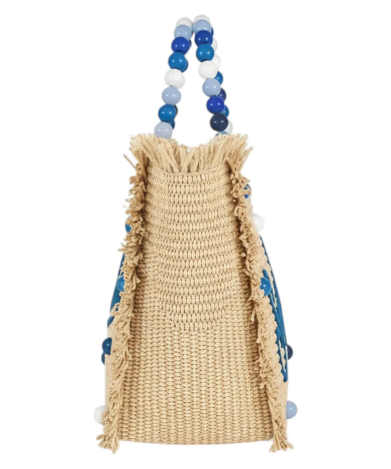 Rectangular Woven Straw Tote Bag with Fringed Edges