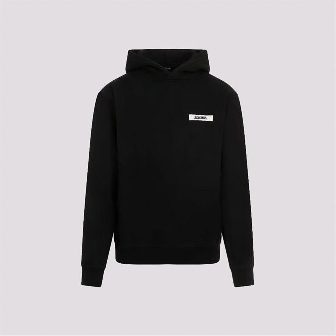 Minimalist Black Hoodie with Subtle Text Patch
