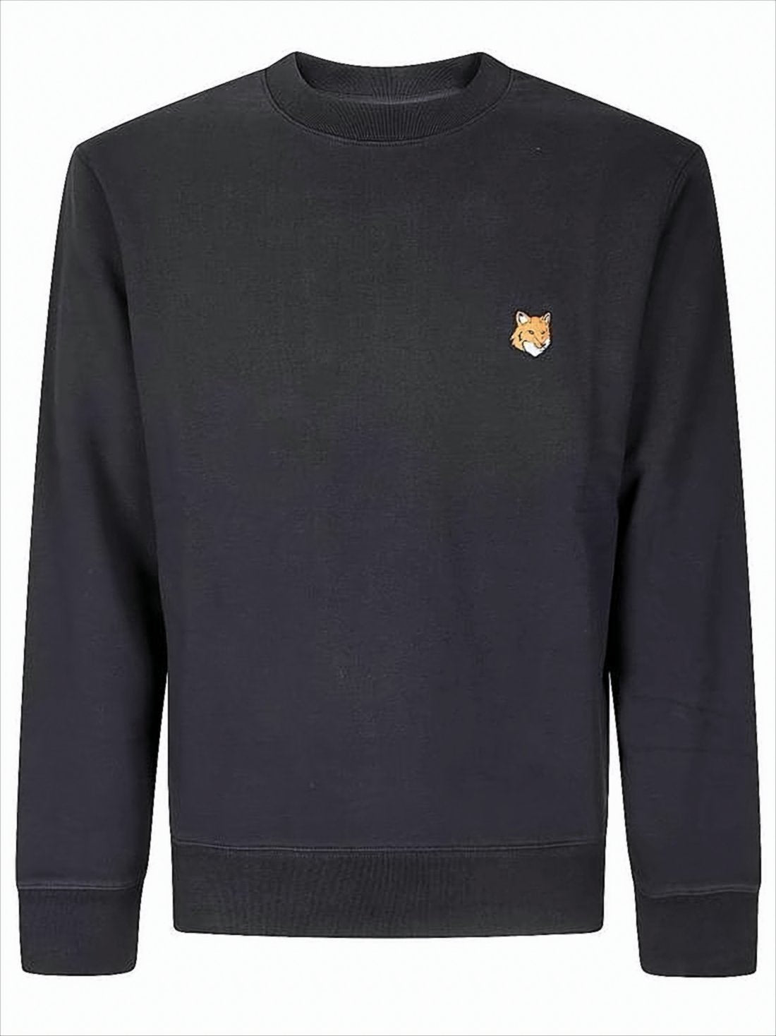 Regular-Fit Black Cotton Sweatshirt