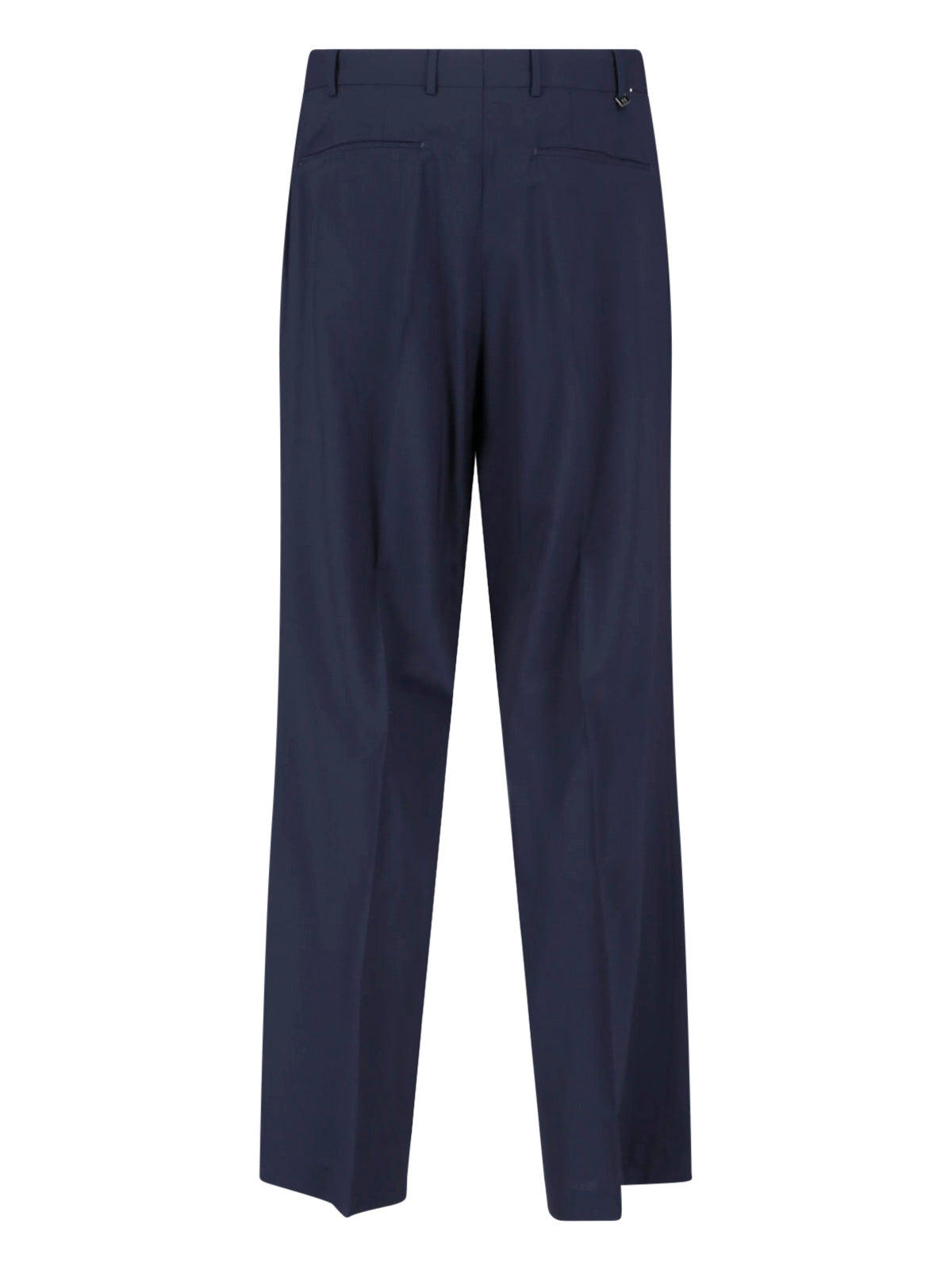 Blue Mid-Rise Straight-Leg Virgin Wool Trousers