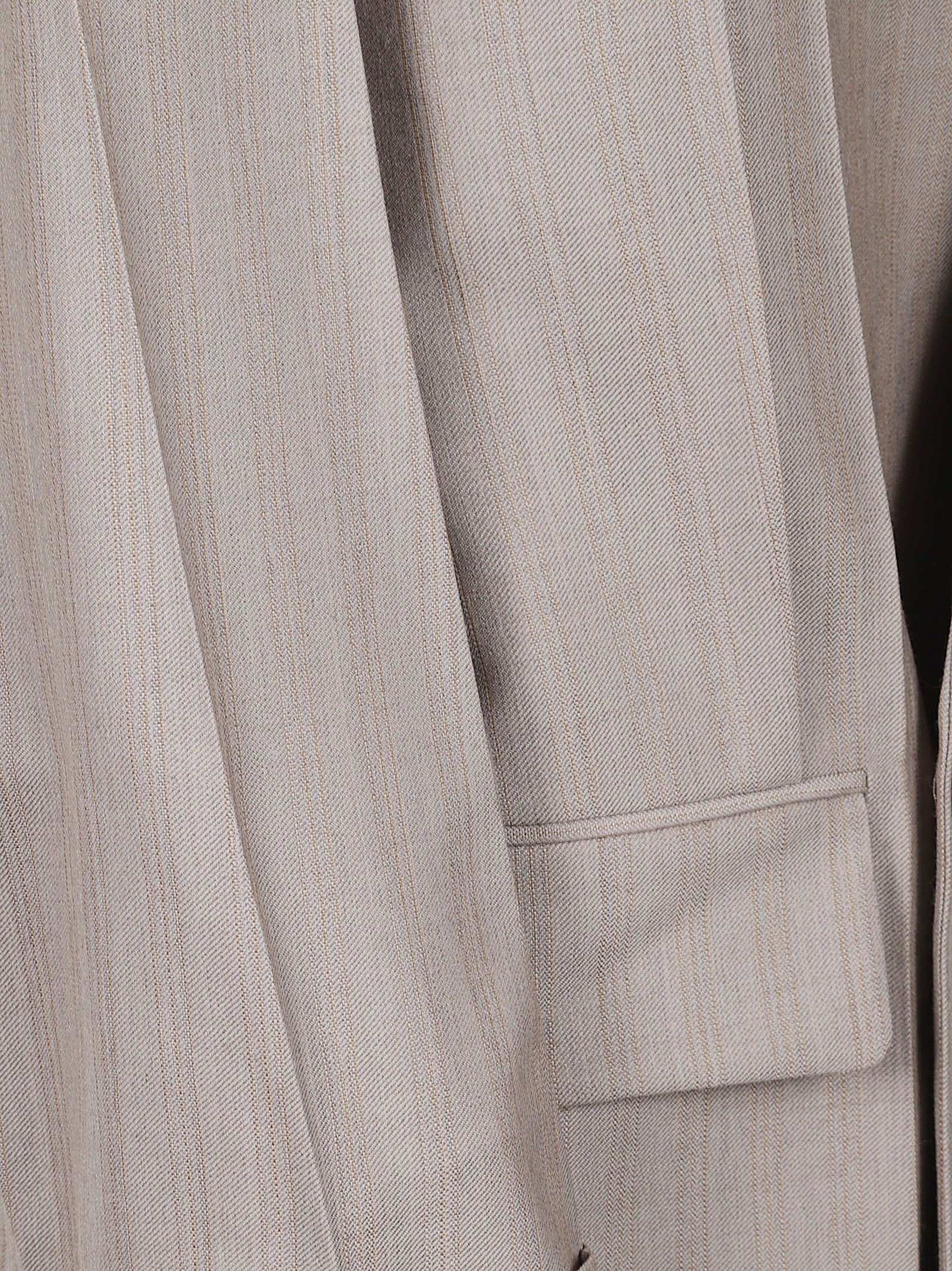 Tailored Collarless Jacket in Soft Beige Fabric