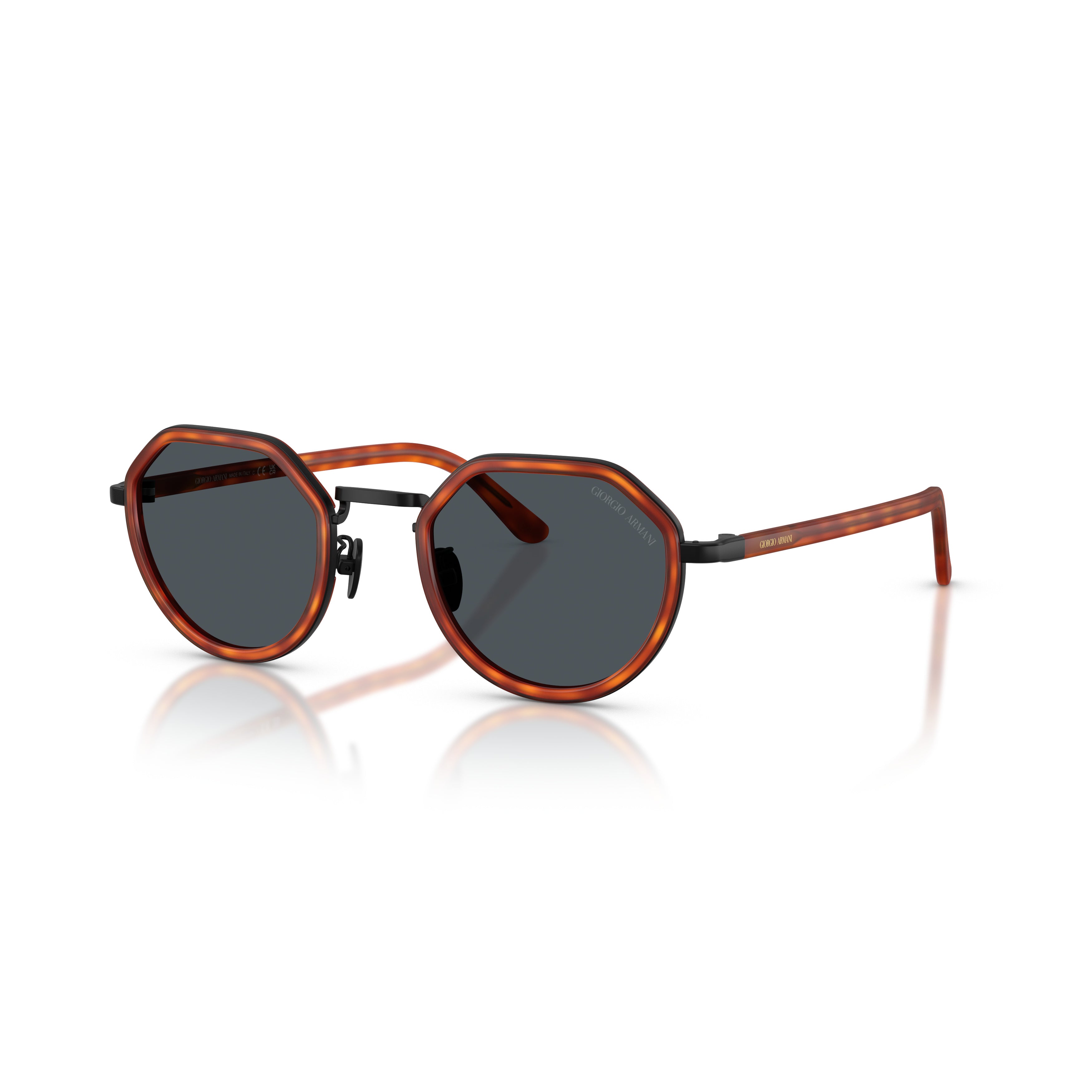 0ar6181 Geometric Tortoiseshell Sunglasses with Metal Accents