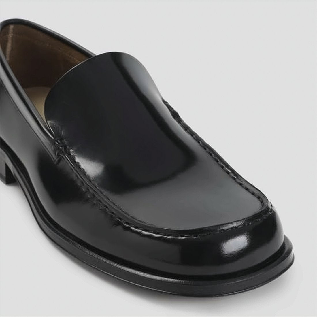 Polished Black Leather Loafers