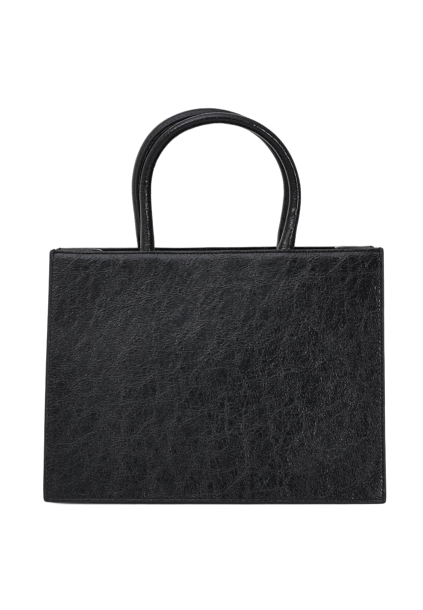Prostokątna torba shopper z geometrycznym wzorem w ćwieki