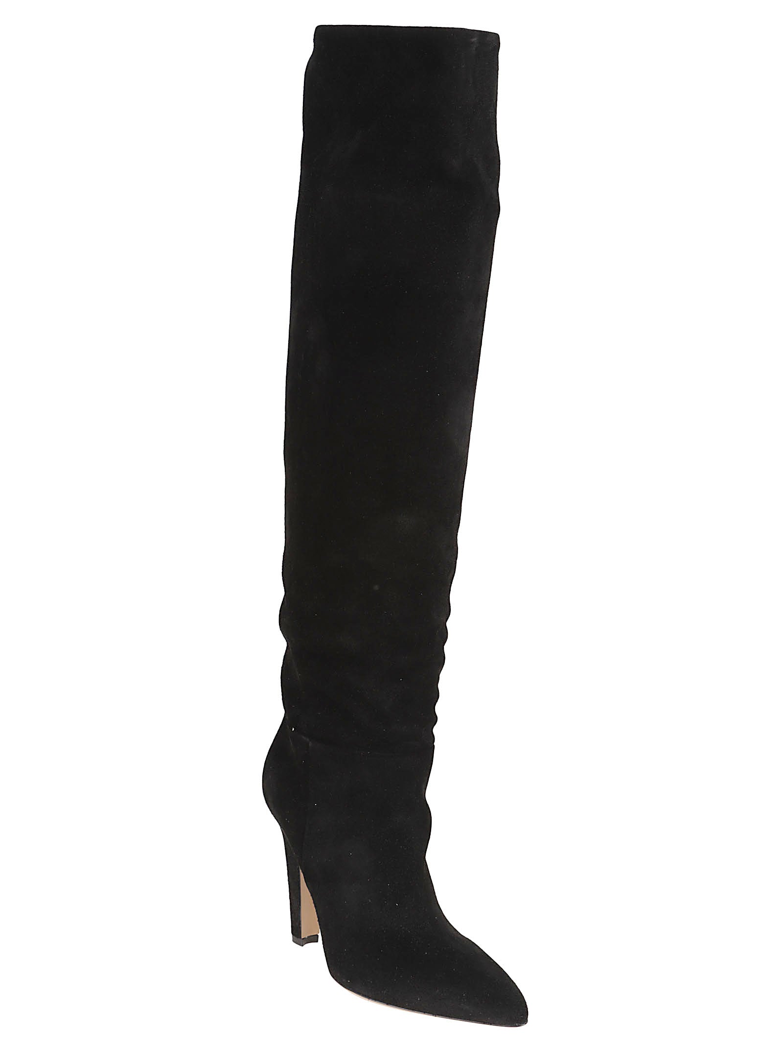 Pointed Toe Black Leather Ankle Boots