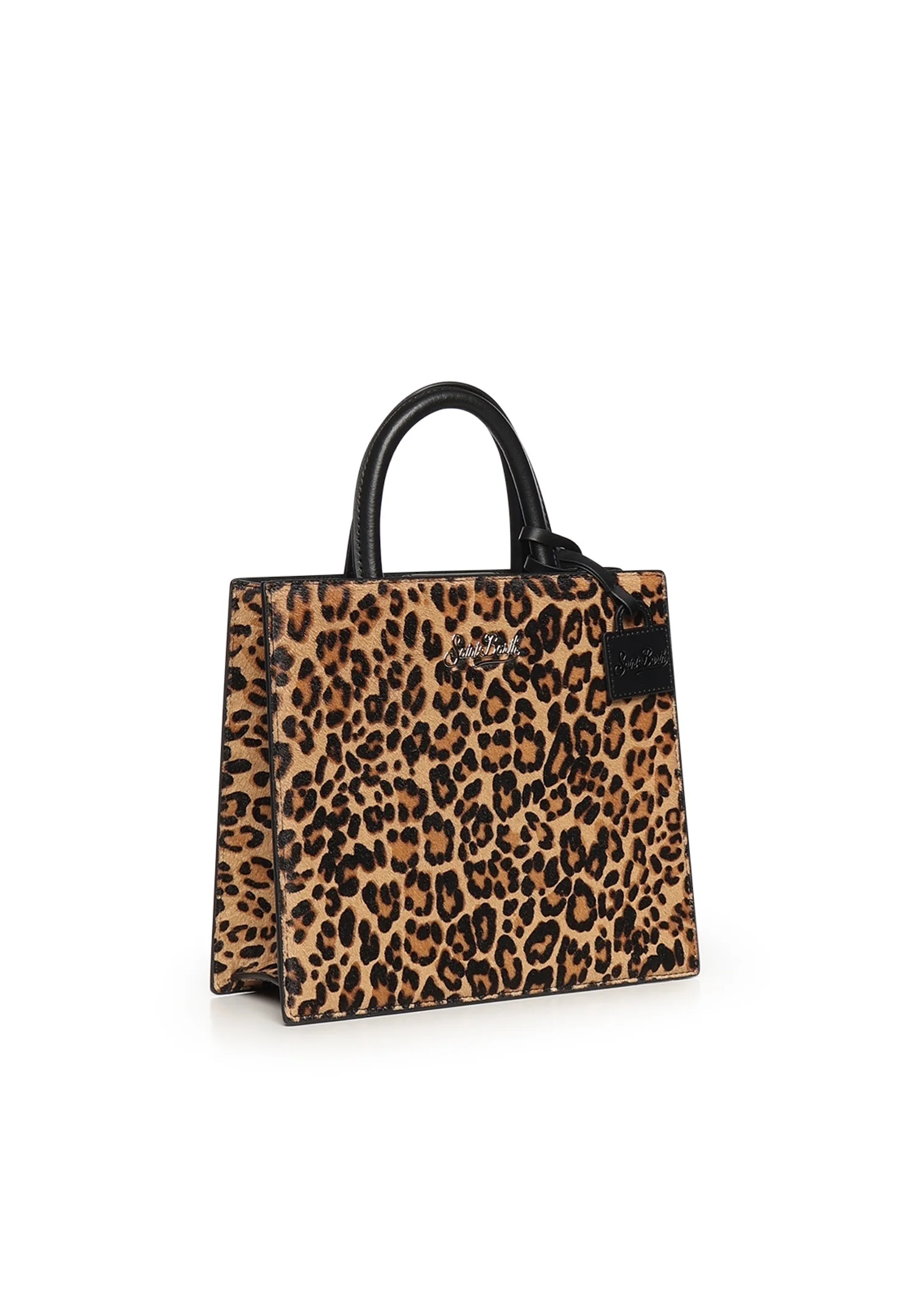 Structured Rectangular Handbag with Bold Leopard Print