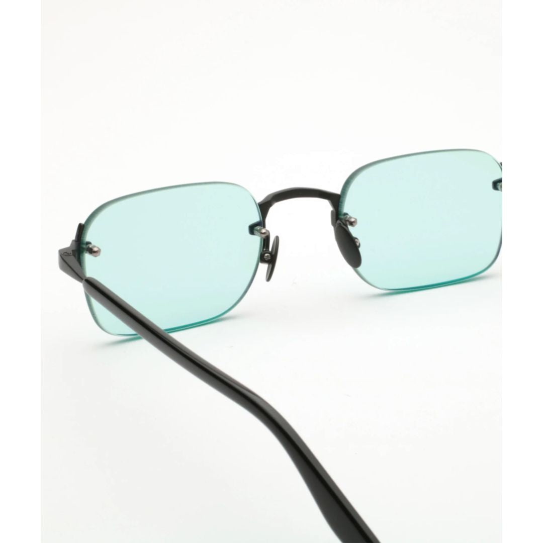 Domsa Minimalist Black Metal Sunglasses with Light Blue-Tinted Lenses