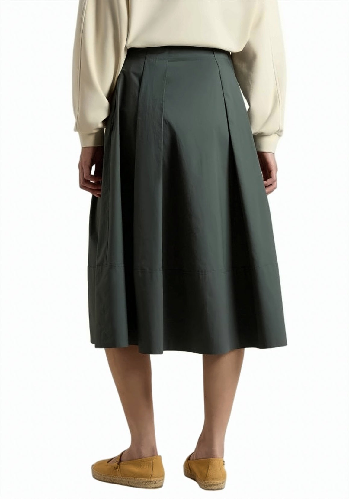 Pure Cotton Poplin Front Pleated Skirt