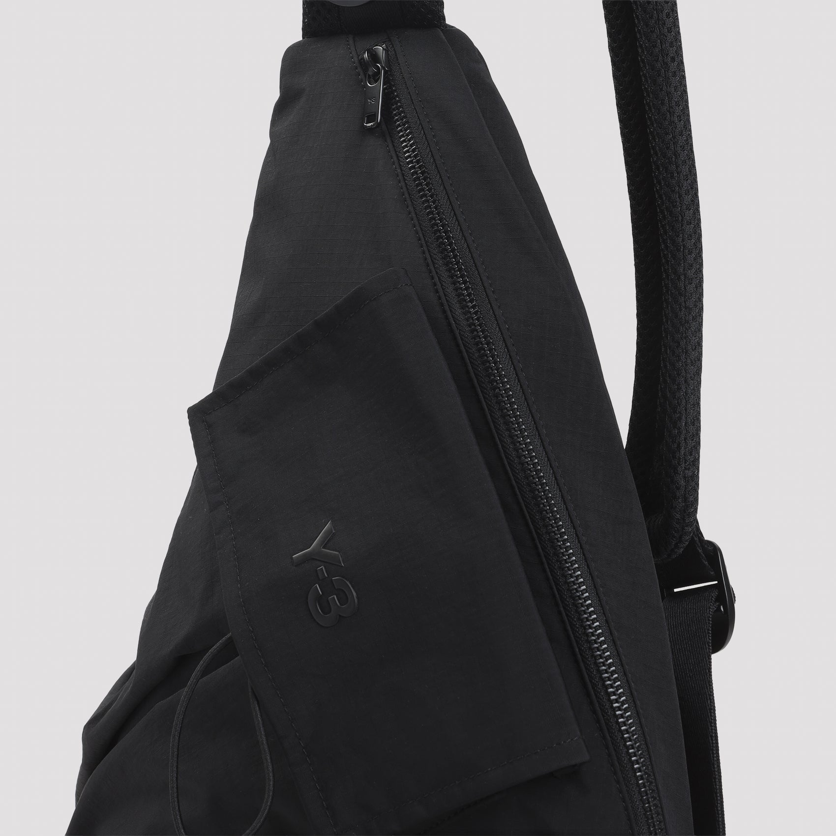 Triangular Black Shoulder Bag with Adjustable Strap