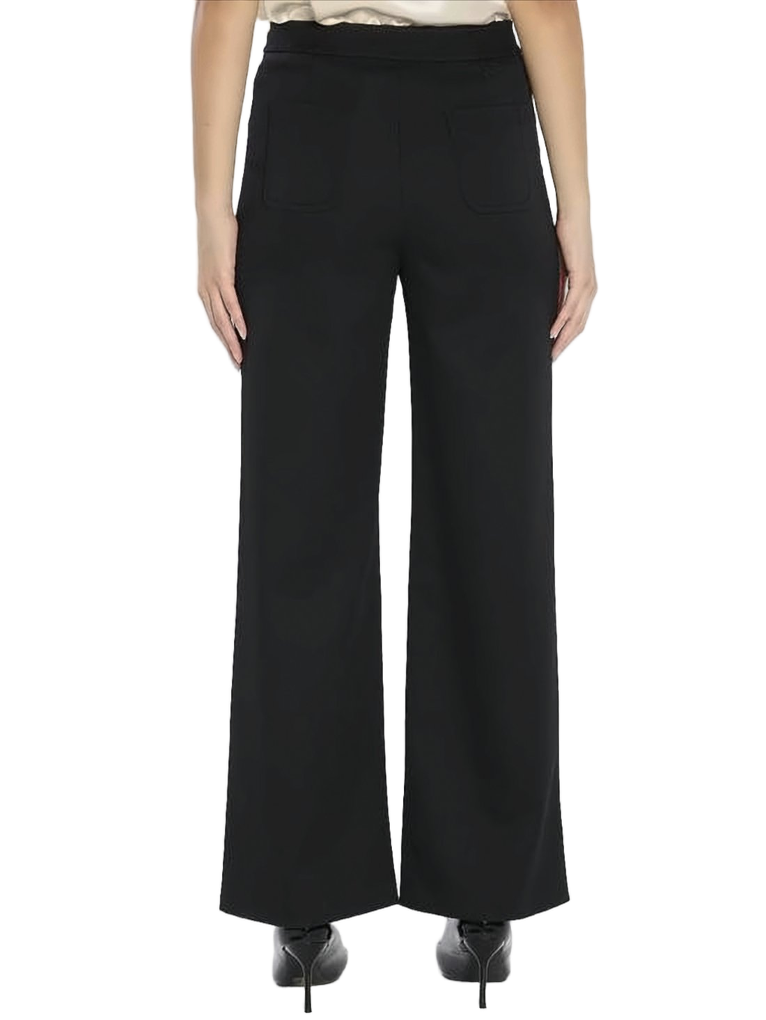 High-Waisted Tailored Suit Pants with Decorative Gold Buttons