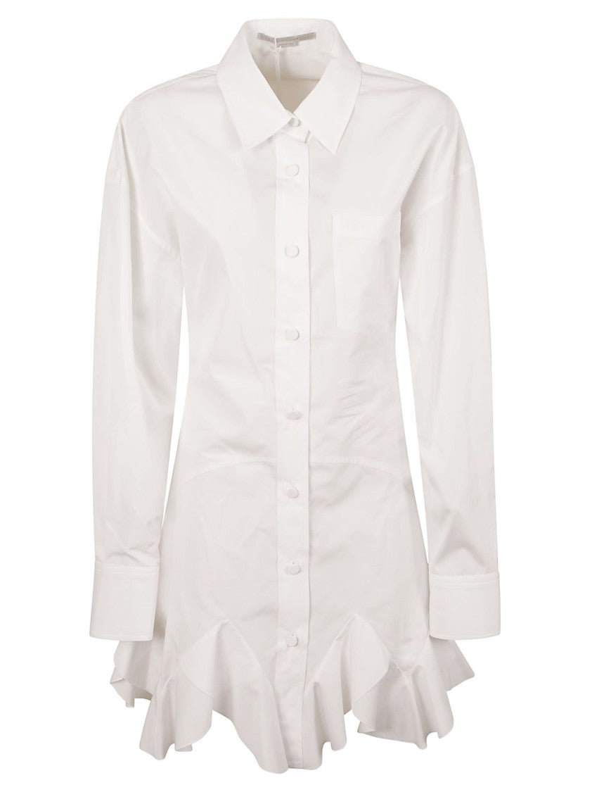 Button-Up Dress With Ruffled Hem