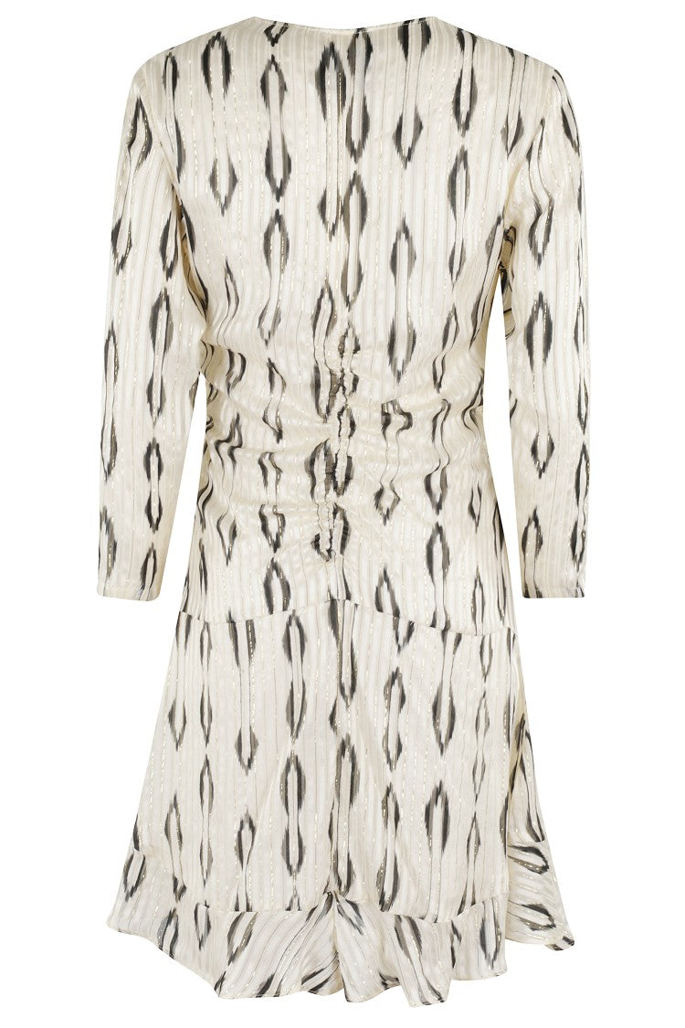 Asymmetrical Draped Silk Dress With Cut-Out Sleeves