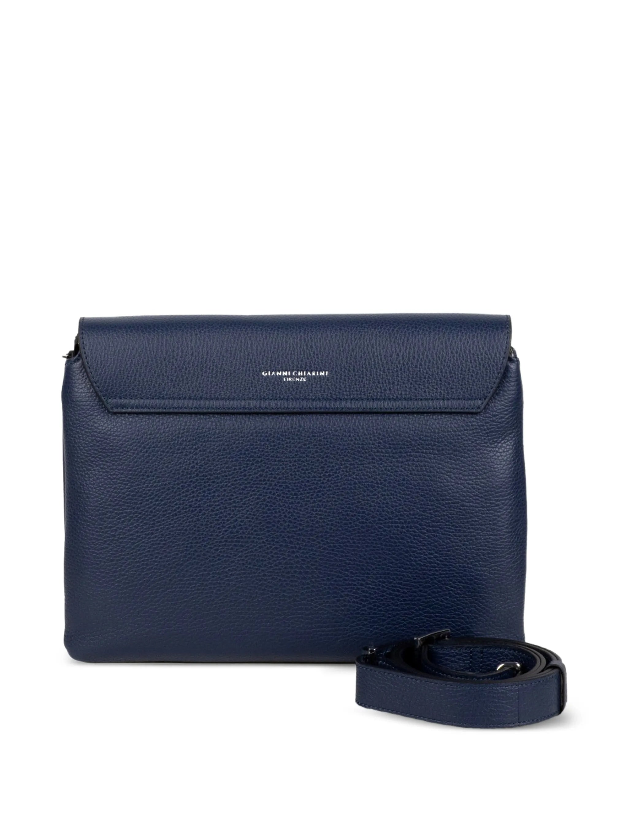Three Blue Pebbled Leather Clutch Bag