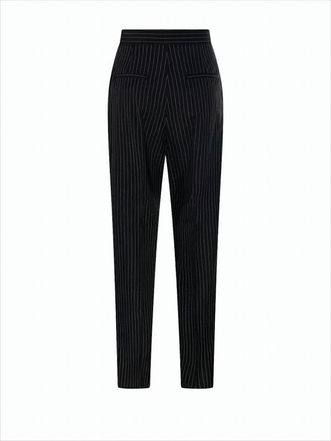 Tailored Black Suit Pants with Vertical Pinstripes