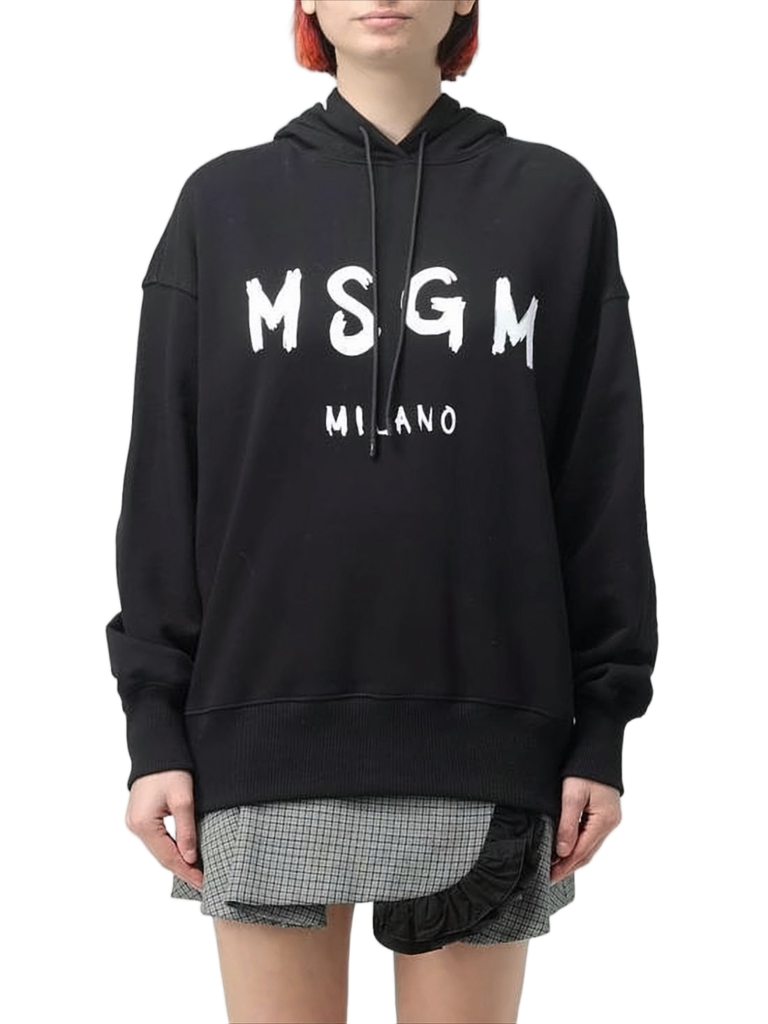 Relaxed Fit Black Graphic Print Hoodie