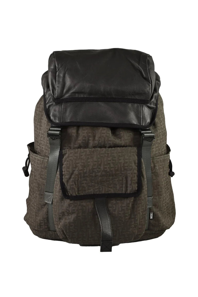 Brown Textured Polyamide Backpack