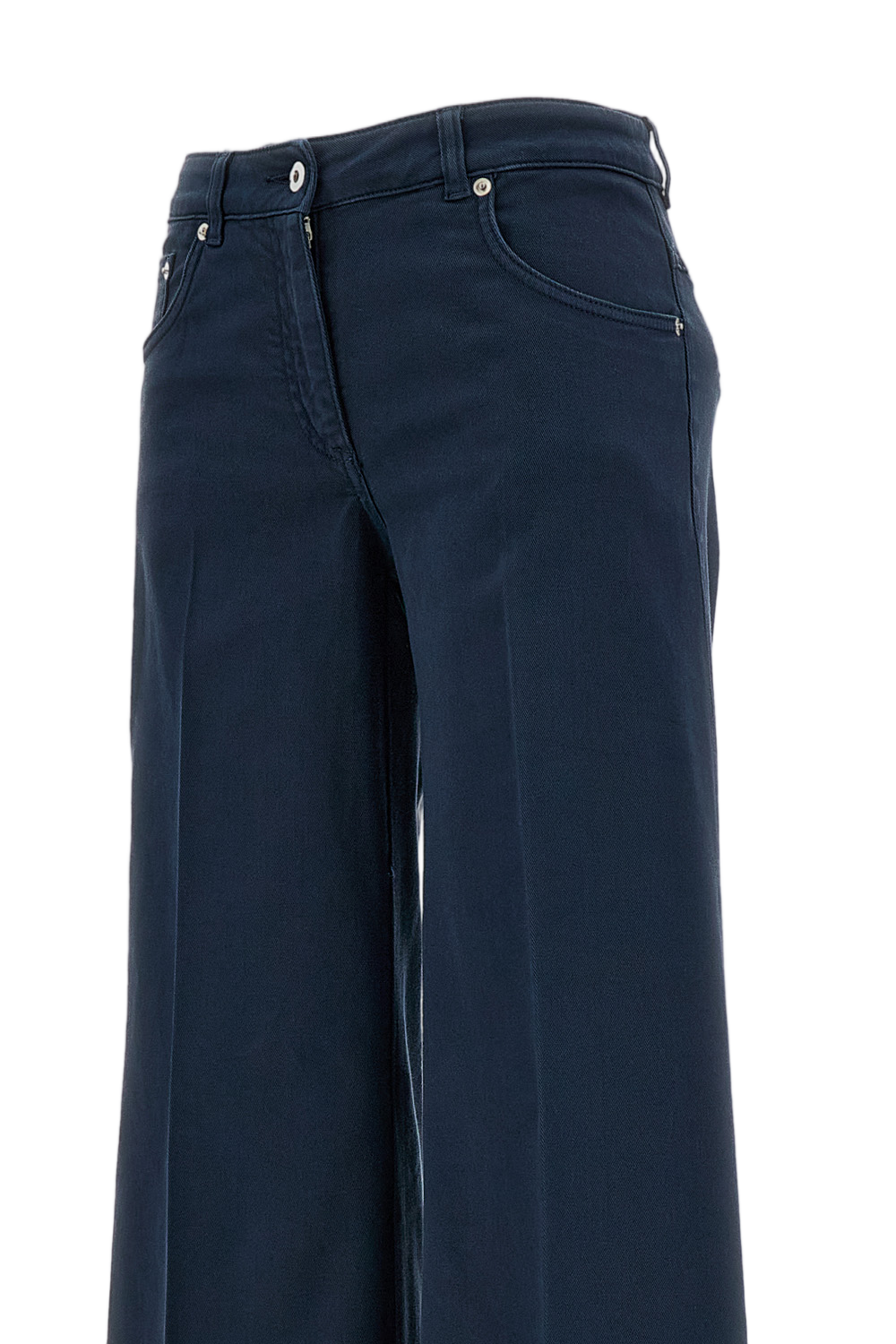 Wide-Leg Cropped Pants with High Waist