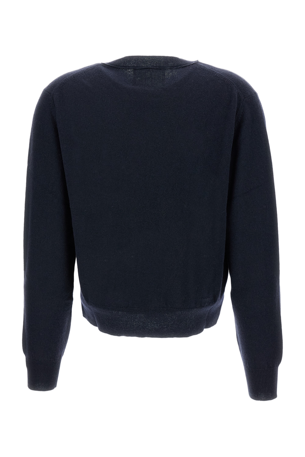 Cropped Black Wool Sweater With Ribbed Trim